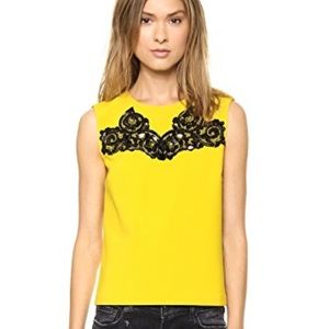 DVF mustard sleeveless top w. black embellishment